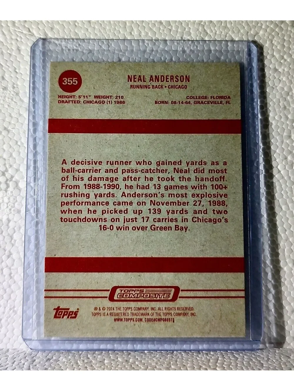 Neal Anderson 2023 Topps NFL #355 Composite Football Card Chicago Bears